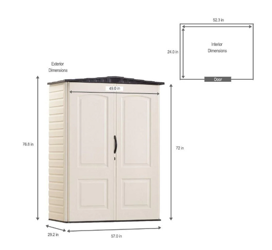 Rubbermaid 52 cu.ft. Small Weather Resistant Vertical Resin Garden Shed - Durable Outdoor Storage Solution-A2ZHOME