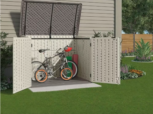 Suncast Blow Molded Horizontal Storage Shed - Durable Outdoor Organization Solution-A2ZHOME
