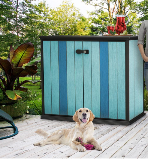 Keter Patio Store 35 cu. ft. Horizontal Resin Outdoor Storage Shed - Weather Resistant Garden Shed-A2ZHOME