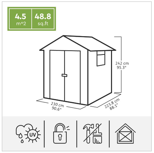 Keter Oakland 7.5 ft. x 7 ft. Resin Outdoor Storage Shed - Weather Resistant Garden Shed-A2ZHOME