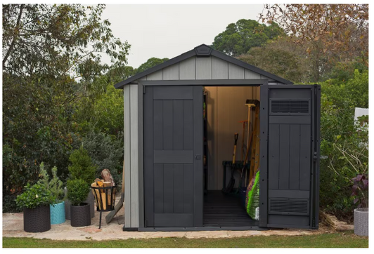 Keter Oakland 7.5 ft. x 7 ft. Resin Outdoor Storage Shed - Weather Resistant Garden Shed-A2ZHOME