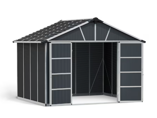 CANOPIA by PALRAM Yukon 11 ft. x 9 ft. Dark Grey Large Garden Outdoor Storage Shed - Spacious and Stylish Storage Solution-A2ZHOME
