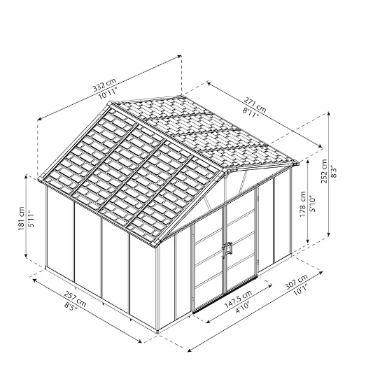 CANOPIA by PALRAM Yukon 11 ft. x 9 ft. Dark Grey Large Garden Outdoor Storage Shed - Spacious and Stylish Storage Solution-A2ZHOME