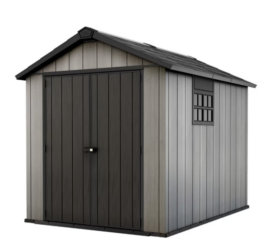 Keter Oakland 7.5 ft. x 9 ft. Paintable Resin Outdoor Storage Shed - Spacious and Weather-Resistant Garden Shed-A2ZHOME