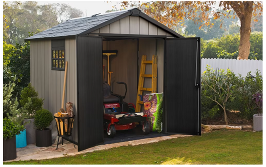 Keter Oakland 7.5 ft. x 9 ft. Paintable Resin Outdoor Storage Shed - Spacious and Weather-Resistant Garden Shed-A2ZHOME