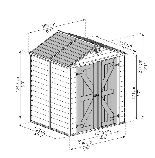 CANOPIA by PALRAM SkyLight 6 ft. x 5 ft. Garden Outdoor Storage Shed - Beige-A2ZHOME