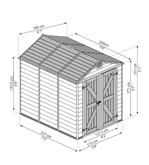 CANOPIA by PALRAM SkyLight 6 ft. x 8 ft. Garden Outdoor Storage Shed - Beige-A2ZHOME
