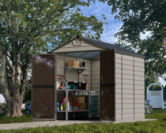 CANOPIA by PALRAM SkyLight 6 ft. x 8 ft. Garden Outdoor Storage Shed - Beige-A2ZHOME