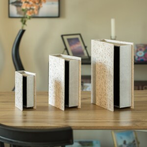 Vintiquewise White Set of 3 Velvet Vintage Storage Wooden Antique Decorative Book Box Holders - 15" x 11" x 9" (6/CASE)-A2ZHOME