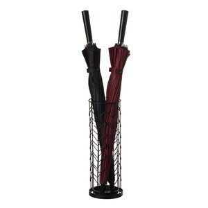 Vintiquewise Black Round Horizontal Design Umbrella Holder Stand for Indoor and Outdoor with Drip Water Tray - 22" x 15" x 20" (6/CASE)-A2ZHOME