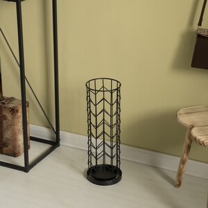 Vintiquewise Black Round Horizontal Design Umbrella Holder Stand for Indoor and Outdoor with Drip Water Tray - 22" x 15" x 20" (6/CASE)-A2ZHOME
