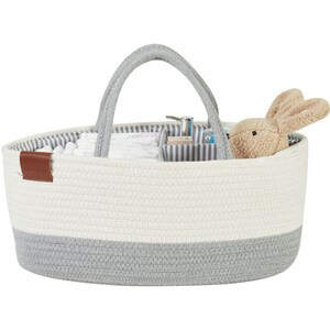 DECOMOMO Diaper Caddy Organizer with Removable Divider XL - Grey and White - 11" x 13" x 6" (6/CASE)-A2ZHOME