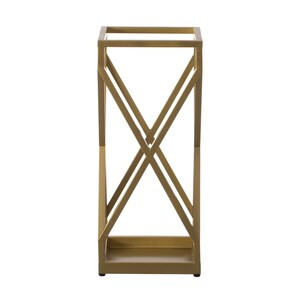Vintiquewise Decorative Gold Square X Design Umbrella Holder Stand - 22" x 12" x 26" (6/CASE)-A2ZHOME