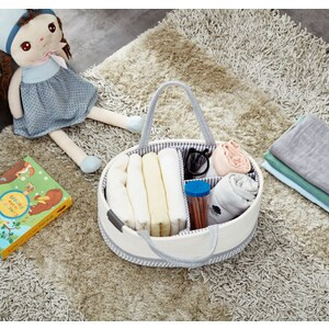 DECOMOMO Diaper Caddy Organizer with Removable Divider XL - Spiral Light Grey & White - 8" x 12" x 4"(6/CASE)-A2ZHOME