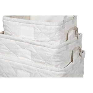 IH Casa Decor 3Pc Nesting Quilted Storage Basket with Handles (Beige) - 11" x 15" x 9" - (6/CASE)-A2ZHOME