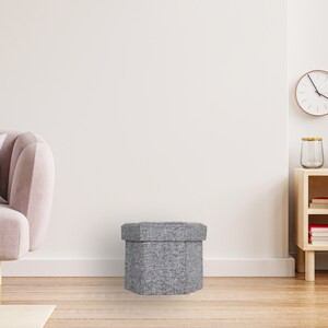 Vintiquewise Small Decorative Grey Foldable Hexagon Ottoman for Living Room, Bedroom, Dining, Playroom, or Office - 18" x 18" x 5" - (6/CASE)-A2ZHOME