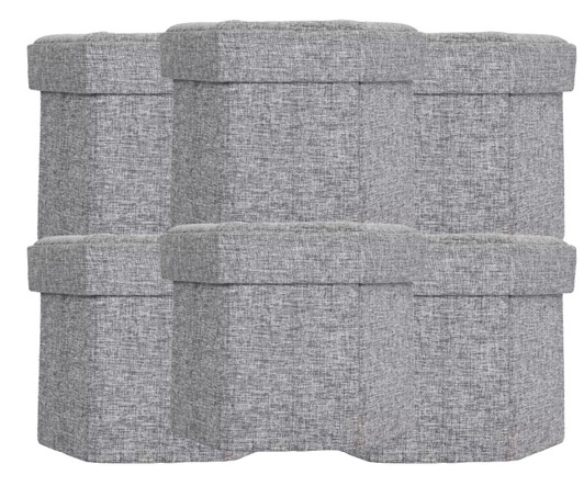Vintiquewise Small Decorative Grey Foldable Hexagon Ottoman for Living Room, Bedroom, Dining, Playroom, or Office - 18" x 18" x 5" - (6/CASE)-A2ZHOME