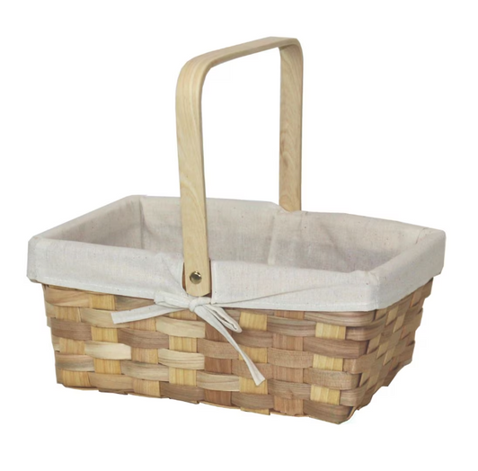Vintiquewise 12 Inch Rectangular Woodchip Picnic Basket Lined with White Fabric - 12" x 9" x 11" - (6/CASE)-A2ZHOME