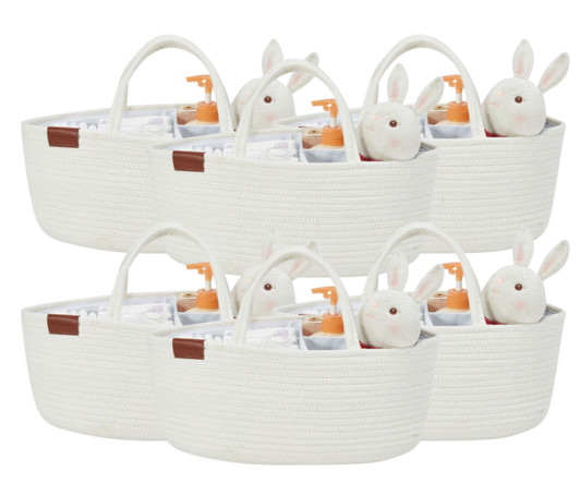 DECOMOMO Diaper Caddy Organizer with Removable Divider XL - White - 11" x 13" x 6" - (6/CASE)-A2ZHOME