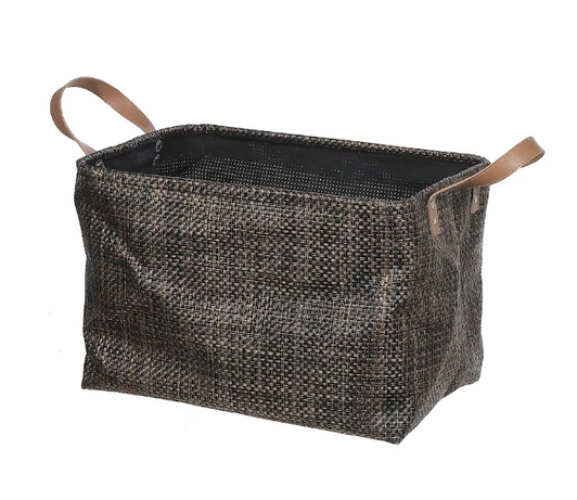 IH Casa Decor Rectangular Textilene Storage Basket with Handles - Chocolate - 11" x 15" x 10" - (6/CASE)-A2ZHOME