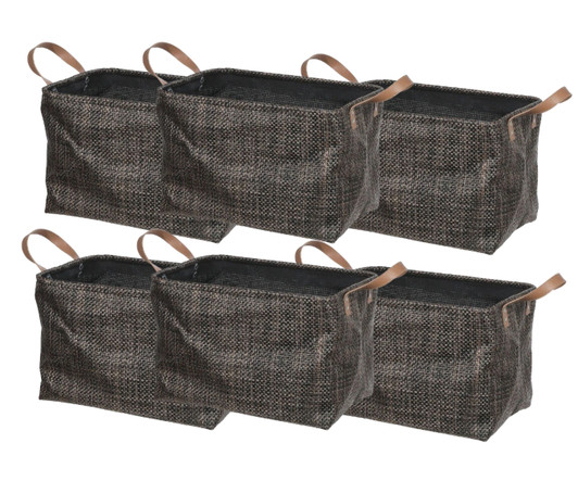 IH Casa Decor Rectangular Textilene Storage Basket with Handles - Chocolate - 11" x 15" x 10" - (6/CASE)-A2ZHOME