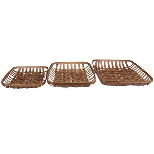 Northlight Set of 3 Brown Rectangular Lattice Tobacco Table Top Baskets - 20" x 25" x 5" - (6/CASE)-A2ZHOME