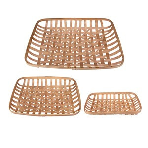 Northlight Set of 3 Brown Rectangular Lattice Tobacco Table Top Baskets - 20" x 25" x 5" - (6/CASE)-A2ZHOME