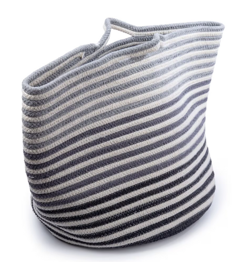 Truu Design Decorative Cotton Rope Basket with Handles - 14.75 x 17 inches - White - (6/CASE)-A2ZHOME