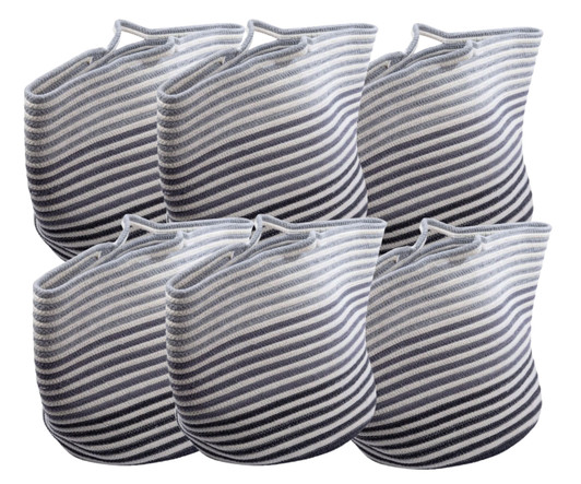Truu Design Decorative Cotton Rope Basket with Handles - 14.75 x 17 inches - White - (6/CASE)-A2ZHOME
