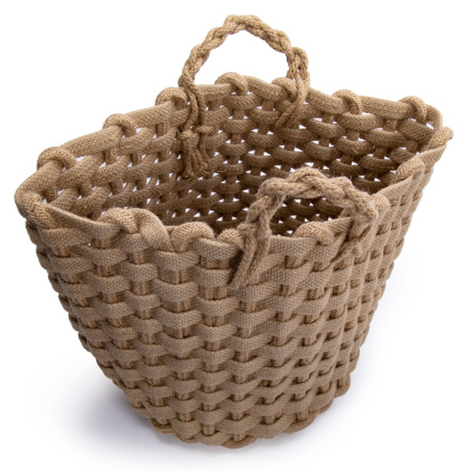 Truu Design Chunky Braided Jute Storage Basket with Handle - Beige - 11" x 14" - (6/CASE)-A2ZHOME