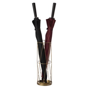 Vintiquewise Gold Round Vertical Design Umbrella Holder Stand - 22" x 15" x 20" - (6/CASE)-A2ZHOME