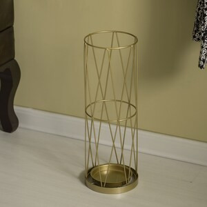 Vintiquewise Gold Round Vertical Design Umbrella Holder Stand - 22" x 15" x 20" - (6/CASE)-A2ZHOME