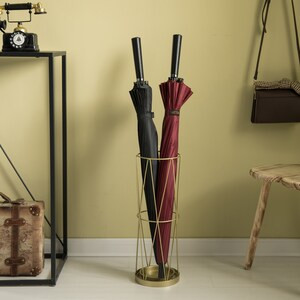 Vintiquewise Gold Round Vertical Design Umbrella Holder Stand - 22" x 15" x 20" - (6/CASE)-A2ZHOME
