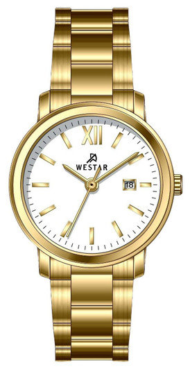 Westar Profile Stainless Steel White Dial Quartz 40245gpn101 Women's Watch