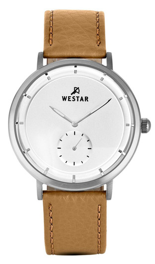Westar Profile Leather Strap Silver Dial Quartz 50246stn187 Men's Watch