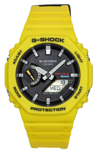 Casio G-shock Mobile Link Analog Digital Yellow Resin Strap Black Dial Solar Ga-b2100c-9a 200m Men's Watch