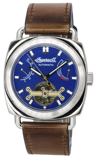 Ingersoll The Nashville Leather Strap Blue Open Heart Dial Automatic I13001 Men's Watch