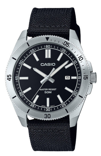 Casio Standard Analog Cloth Strap Black Dial Quartz Mtp-b155c-1e Men's Watch