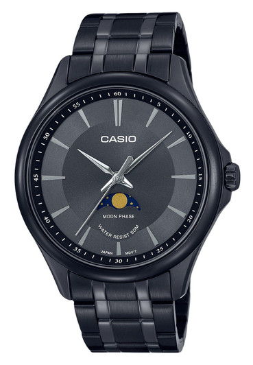 Casio Standard Analog Moon Phase Black Dial Quartz Mtp-m100b-1a Men's Watch
