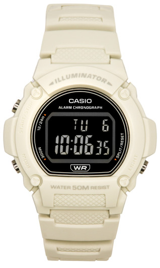 Casio Standard Illuminator Digital White Resin Strap Quartz W-219hc-8b Men's Watch