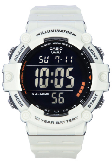Casio Standard Digital White Resin Strap Quartz Ae-1500wh-8b2 100m Men's Watch