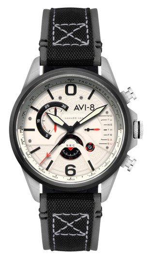 Avi-8 Hawker Harrier Dual Retrograde Chronograph Ivory White Dial Quartz Av-4056-07 Men's Watch