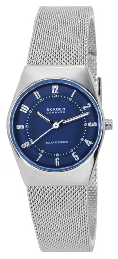 Skagen Grenen Lille Solar Powered Stainless Steel Mesh Bracelet Blue Dial Skw3080 Women's Watch