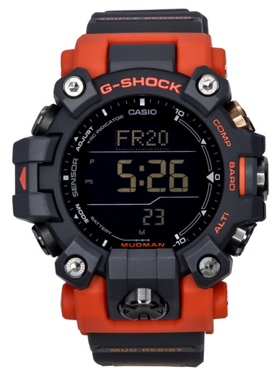 Casio G-shock Mudman Master Of G-land Digital Orange And Black Resin Strap Solar Gw-9500-1a4 200m Men's Watch