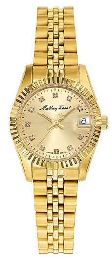 Mathey-tissot Mathy Ii Gold Tone Stainless Steel Gold Dial Quartz D710pdi Women's Watch