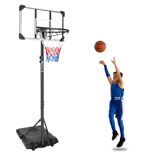 Portable Basketball Goal System with Stable Base and Wheels, use for Indoor Outdoor teenagers youth height adjustable 5.6 to 7ft Basketball Hoop 28" Backboard