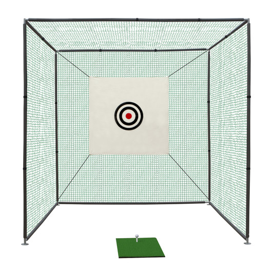 Golf Practice Net Cage w/ Metal Frame Hitting Net Kit Indoor Outdoor 10X10X10FT 
