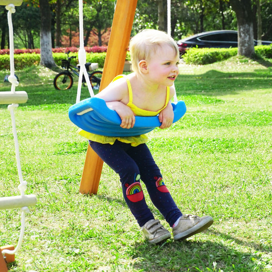 A2ZHOME Wooden Swing Set with Slide, Outdoor Playset Backyard Activity Playground Climb Swing Outdoor Play Structure for Toddlers, Ready to Assemble