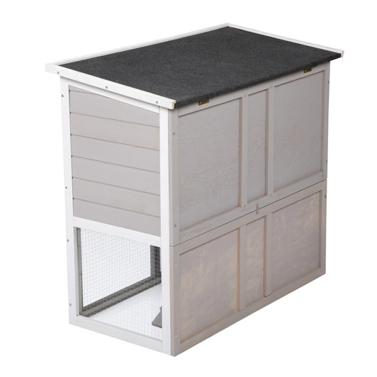 A2ZHOME Wooden Rabbit Hutch with Pull Out Tray, Weatherproof 2-Tier Bunny Run Cage, Outdoor Animal Enclosure for Multiple Pets