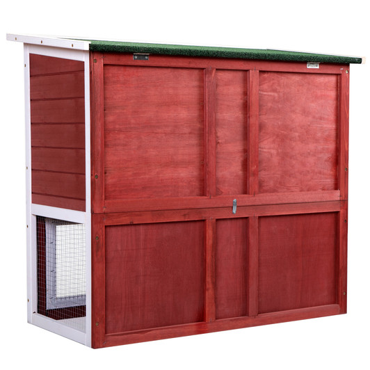 A2ZHOME Wooden Rabbit Hutch with Pull Out Tray, Weatherproof 2-Tier Bunny Run Cage, Outdoor Animal Enclosure for Multiple Pets